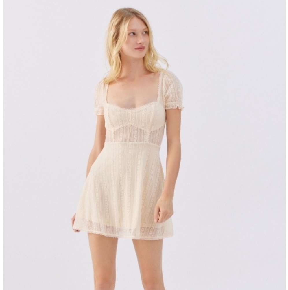 Urban Outfitters Roxie Lace Dress Beige